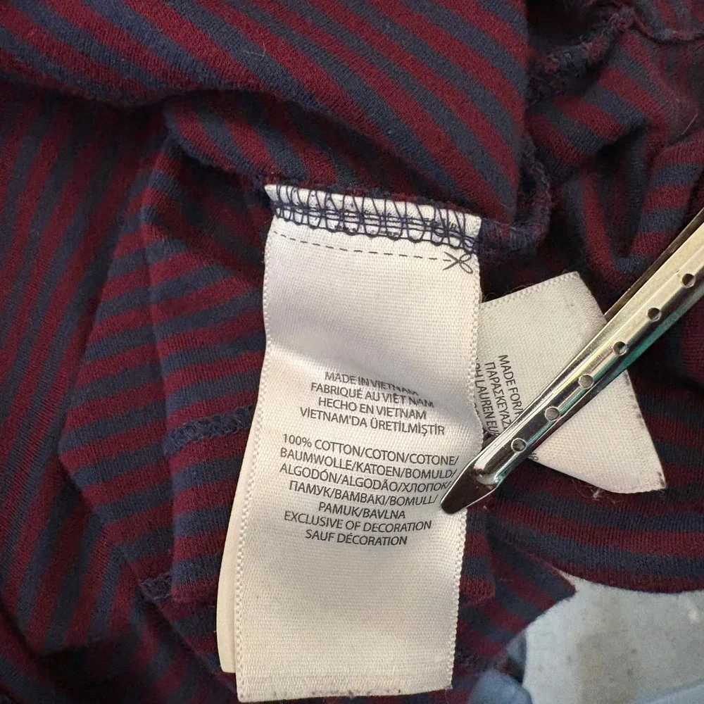 Polo Ralph Lauren Men's Striped Polo Shirt Burgundy Navy Blue Cotton‎ XLT Preppy